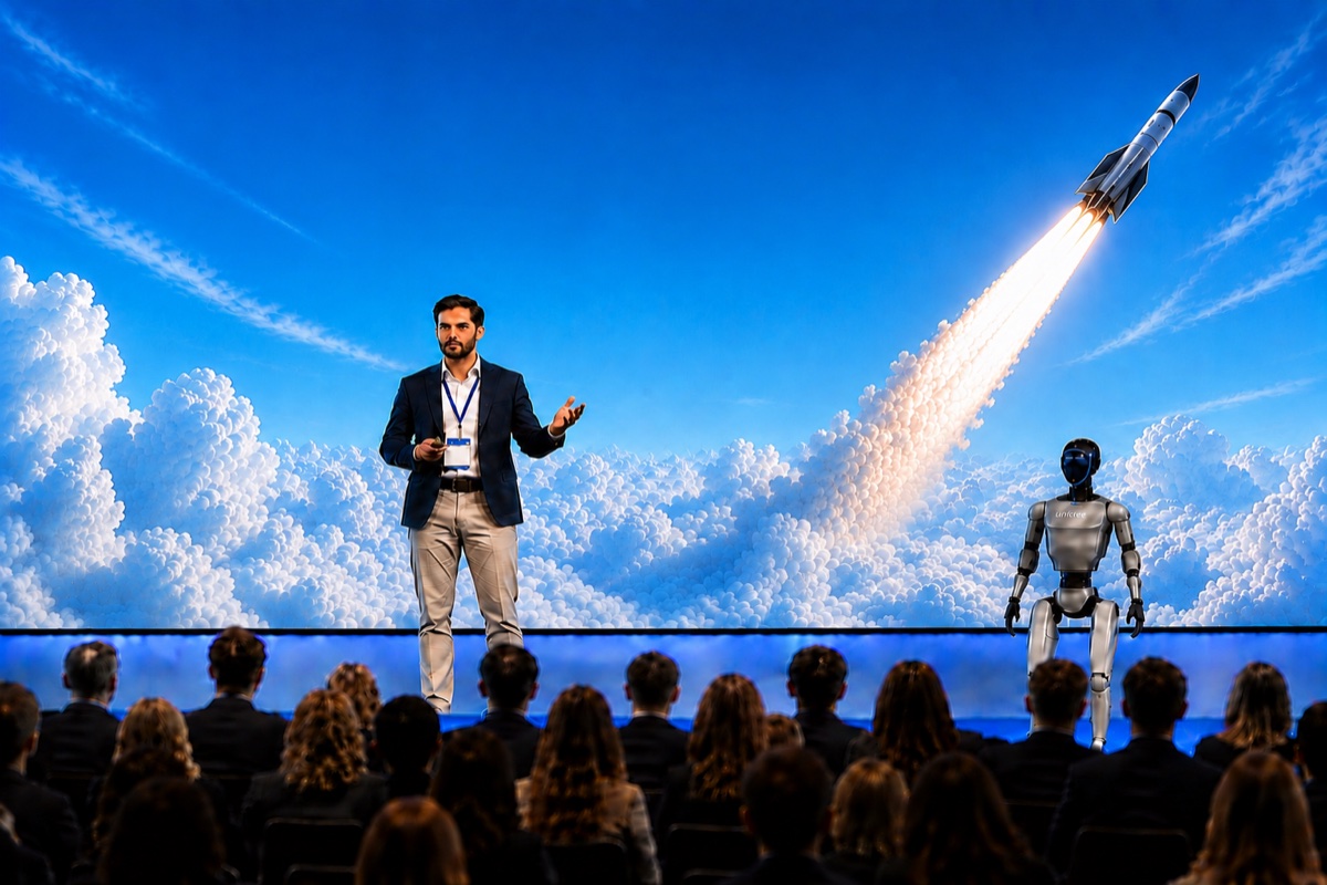 Co-Presenter, robot op het podium